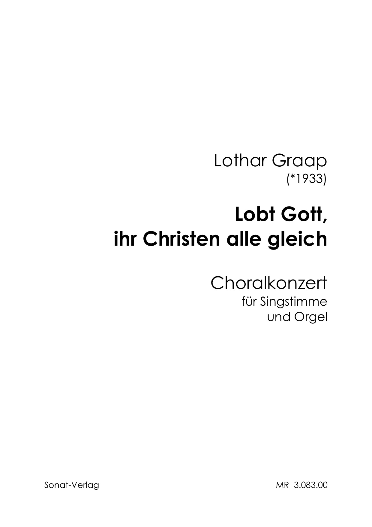 Graap, L. (*1933): Lobt Gott, ihr Christen (Set)